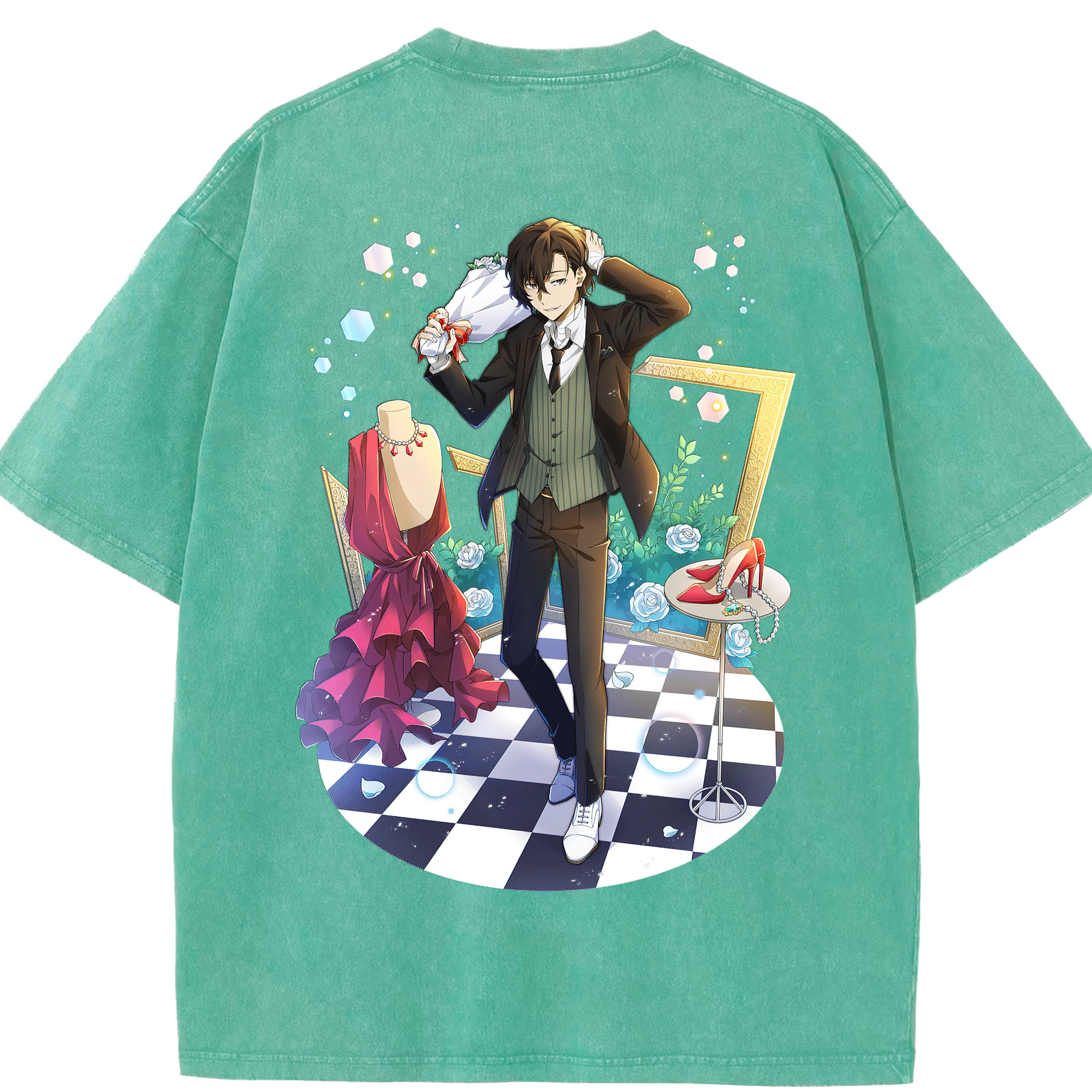 （画像用） 文豪ストレイドッグス Bungo Stray Dogs 綿100% ヴィンテージ風 半袖Tシャツ（背面プリント）